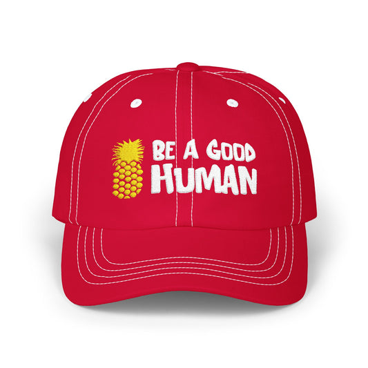 Be A Good Human Cartoon Embroidered Dad Hat