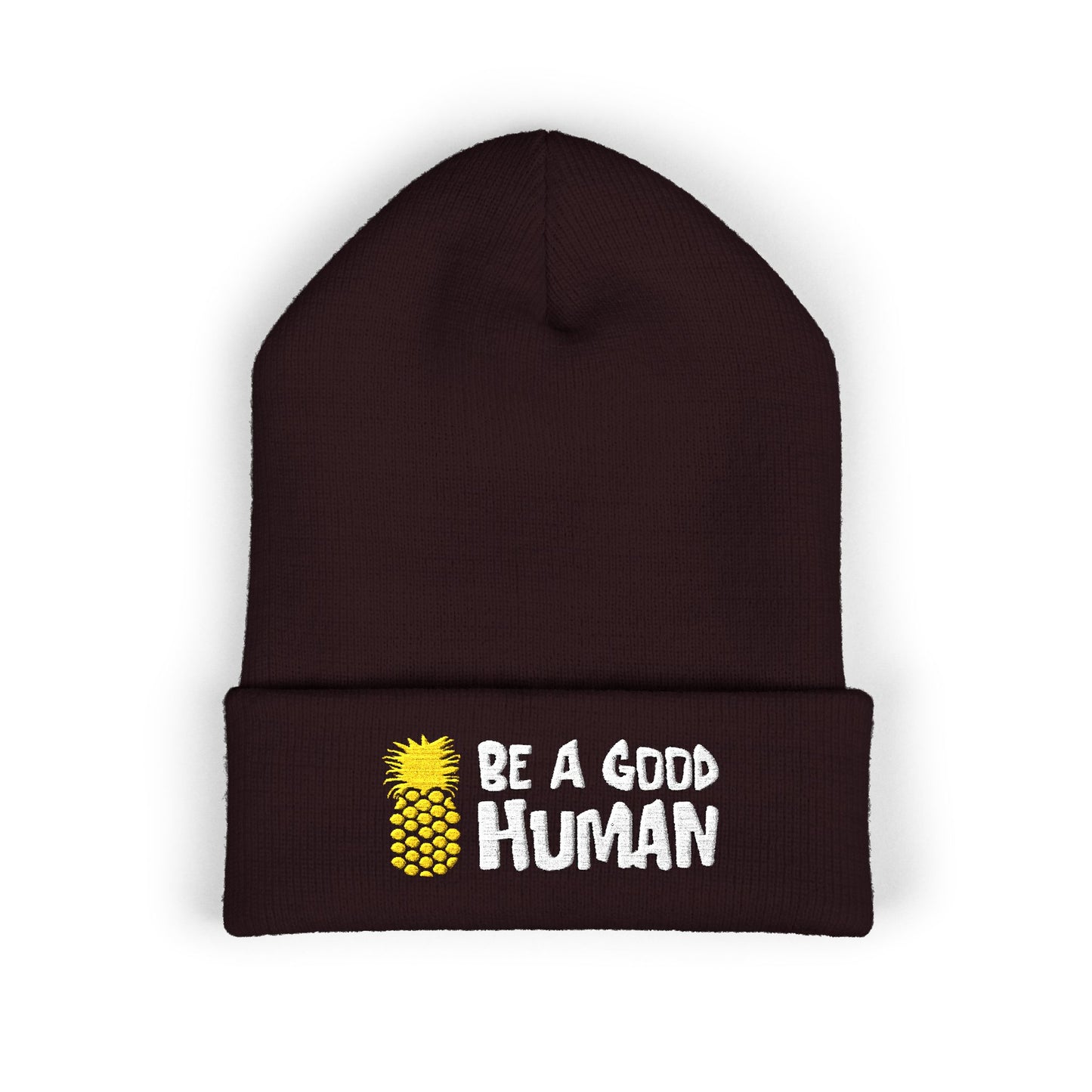 Be A Good Human Cartoon Embroidered Beanie