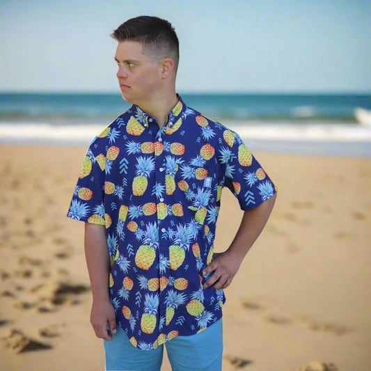 21 Pineapples Signature Button Up Shirt (Blue)