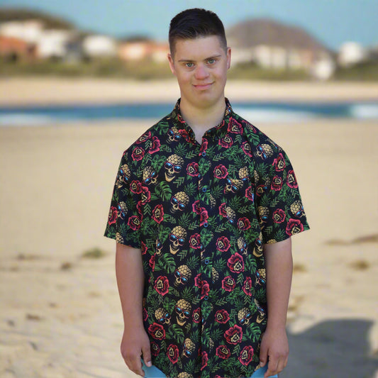 21 Pineapples "Skull Chevron" Button Up