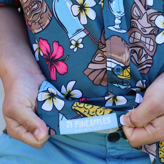 21 Pineapples "Drink Up" Button Up