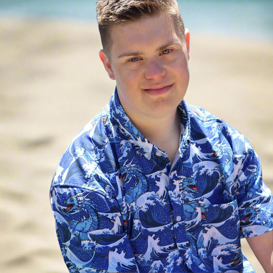 21 Pineapples "Blue Dragon" Button Up