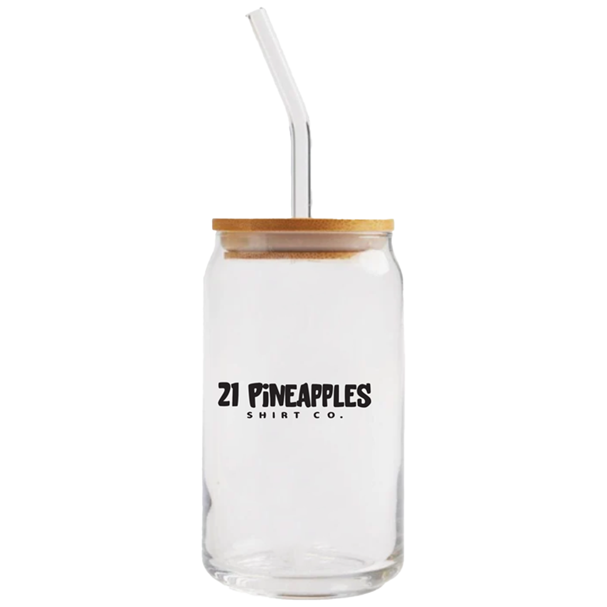 21 Pineapples Logo Glass Can With Straw