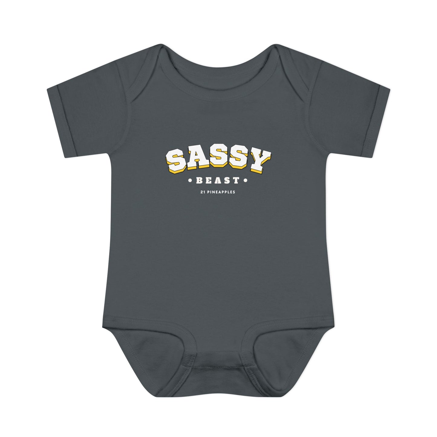 Sassy Beast Varsity White Onesie