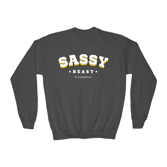 Sassy Varsity White YOUTH Crewneck