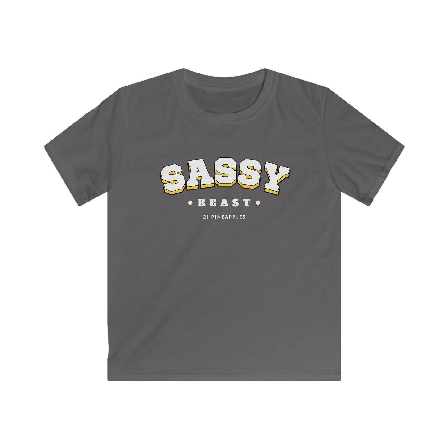 Sassy Beast Varsity White YOUTH Tee
