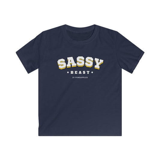 Sassy Beast Varsity White YOUTH Tee