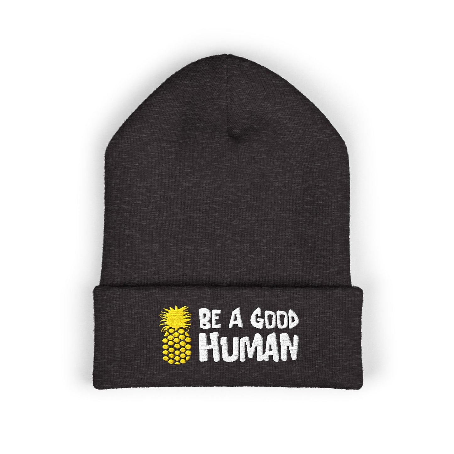 Be A Good Human Cartoon Embroidered Beanie