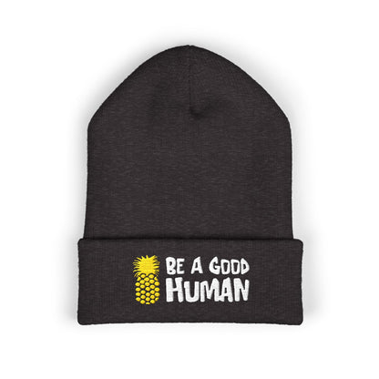 Be A Good Human Cartoon Embroidered Beanie