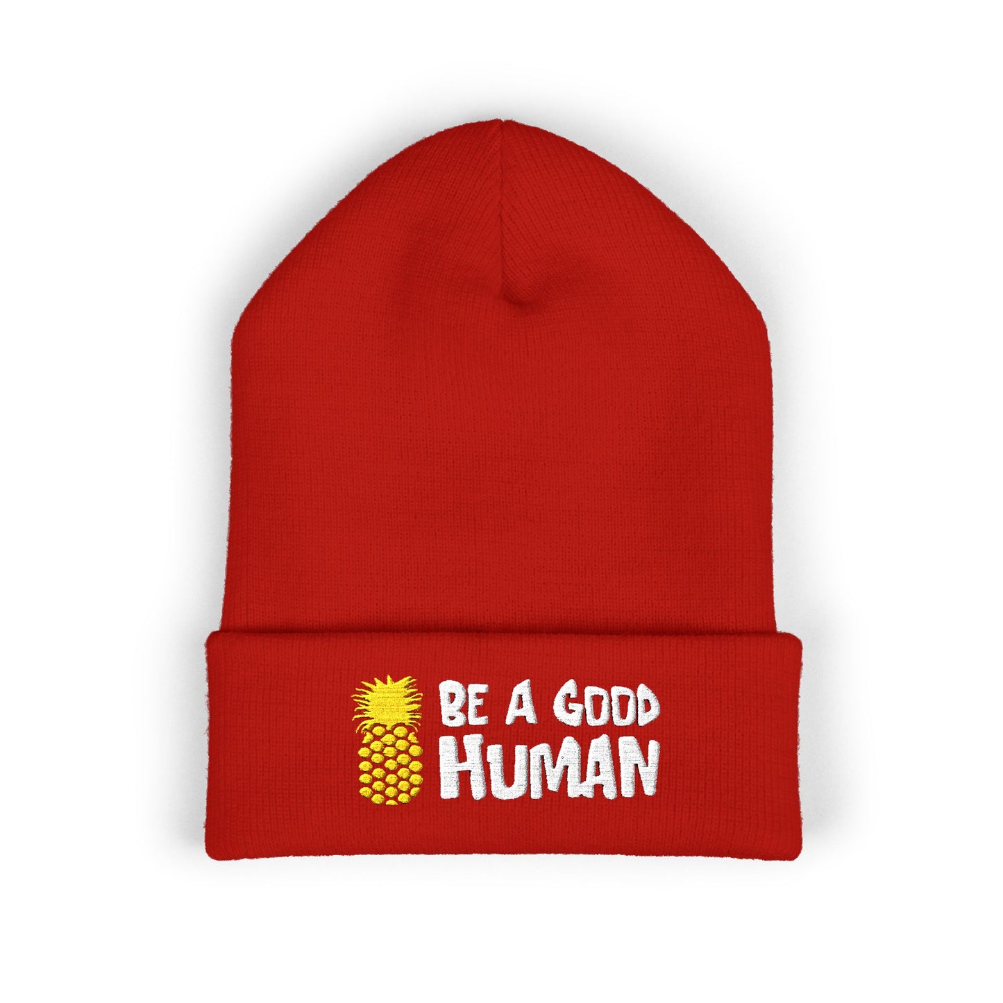 Be A Good Human Cartoon Embroidered Beanie
