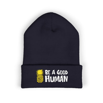 Be A Good Human Cartoon Embroidered Beanie