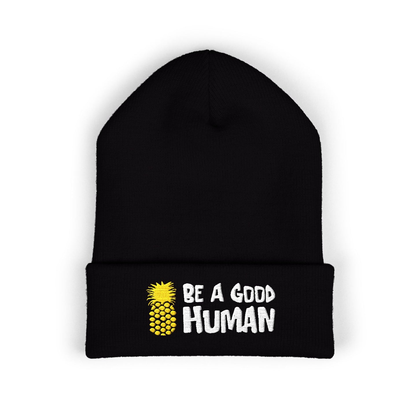 Be A Good Human Cartoon Embroidered Beanie