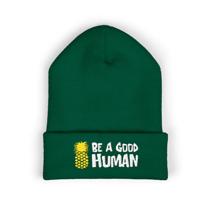 Be A Good Human Cartoon Embroidered Beanie