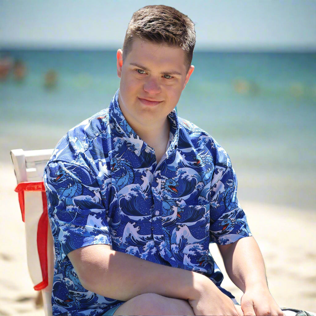 21 Pineapples "Blue Dragon" Button Up