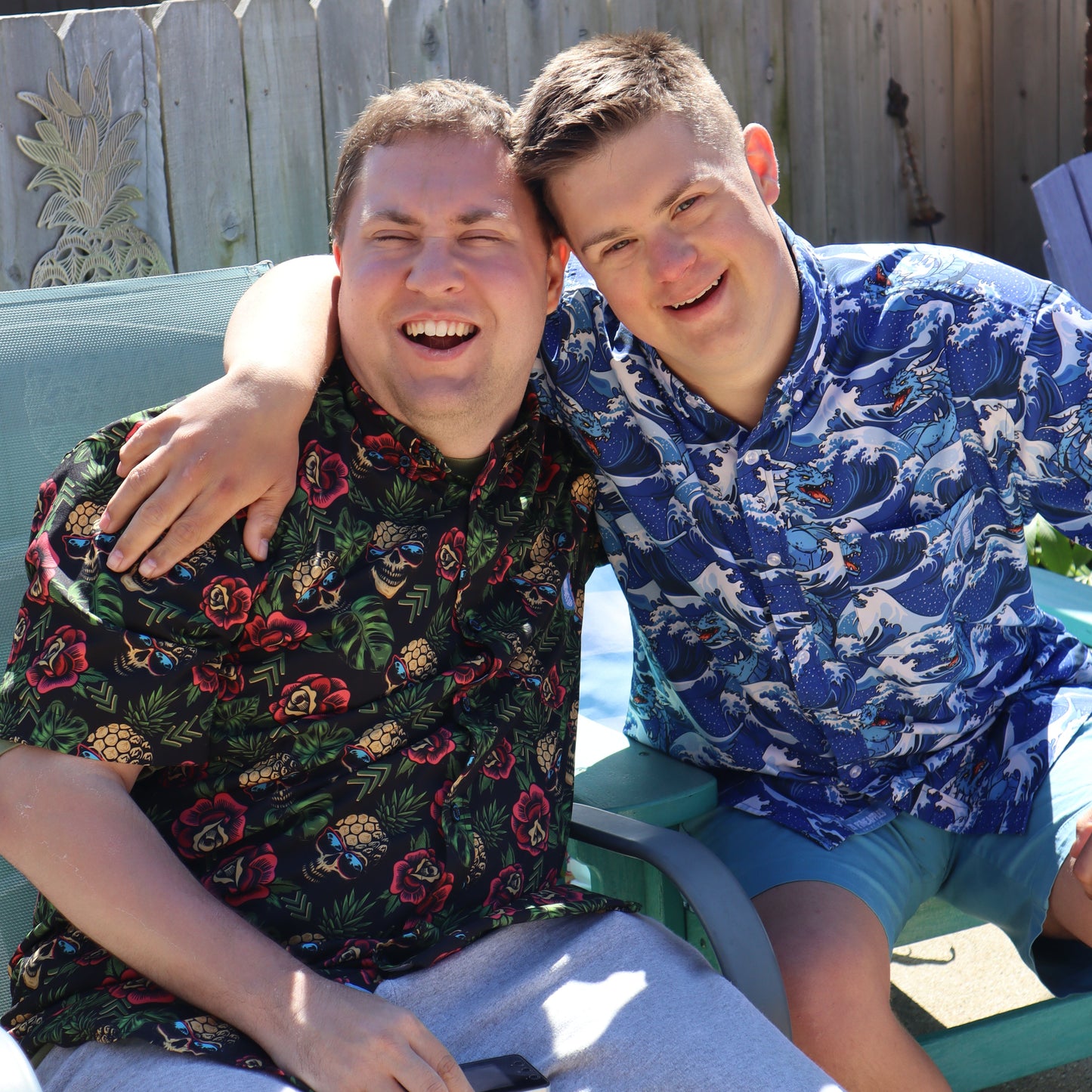 21 Pineapples "Blue Dragon" Button Up