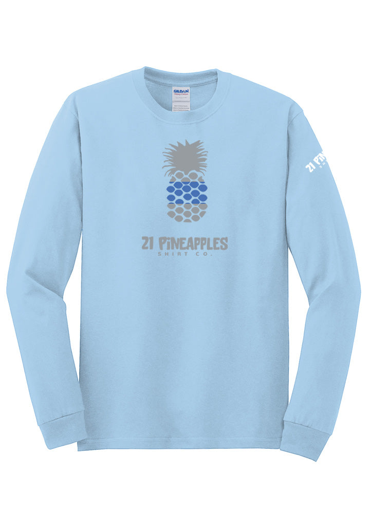 21 Pineapples Blue Stripe Long Sleeve Tee