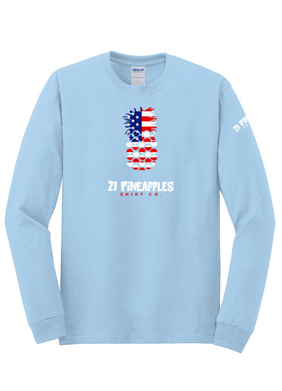 21 Pineapples American Flag Long Sleeve Tee