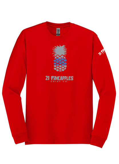 21 Pineapples Blue Stripe Long Sleeve Tee