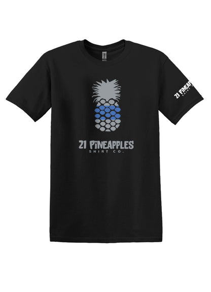 21 Pineapples Blue Stripe Softstyle Tee