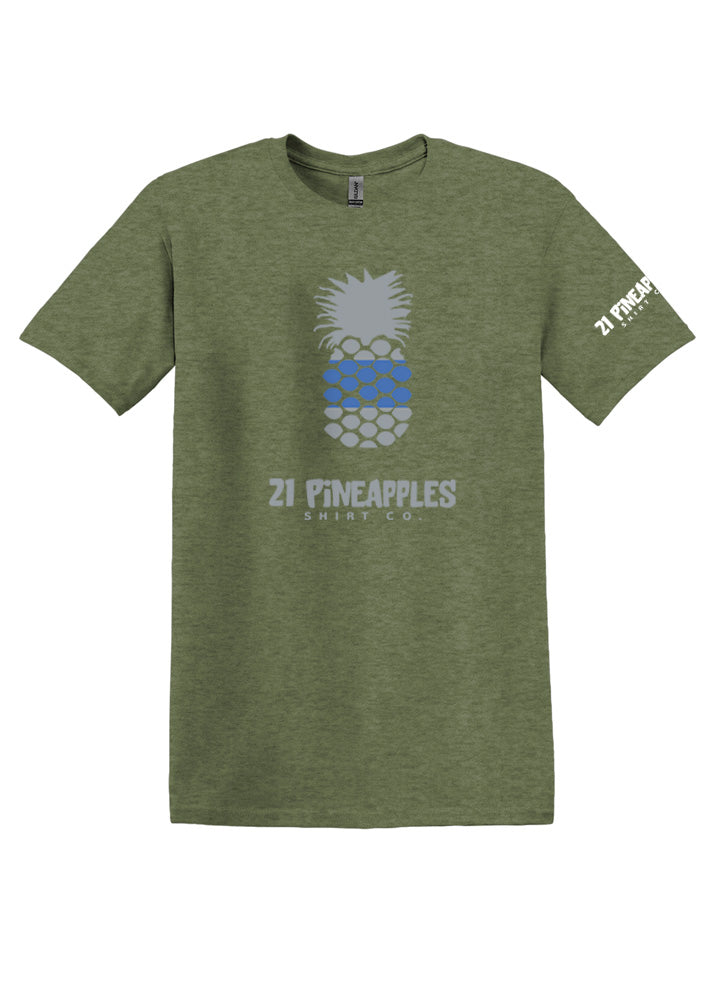 21 Pineapples Blue Stripe Softstyle Tee