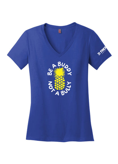 Be A Buddy Not A Bully Women's V-Neck Tee