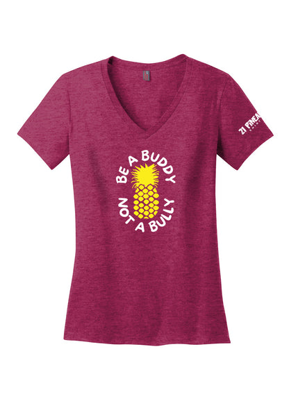 Be A Buddy Not A Bully Women's V-Neck Tee