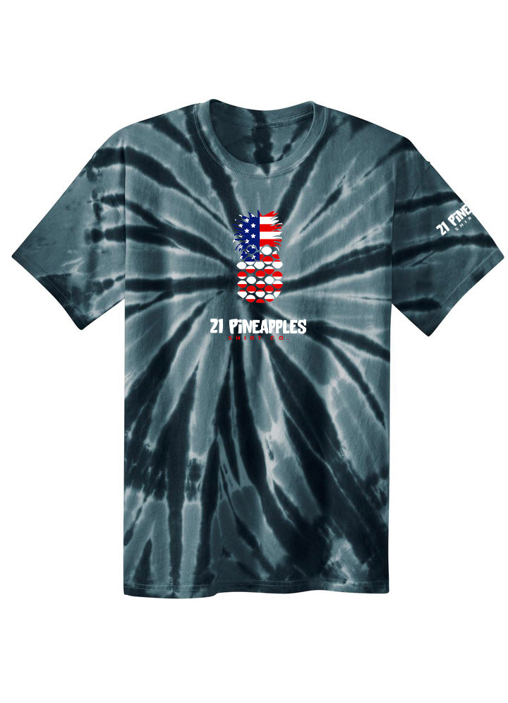 21 Pineapples American Flag Youth Tie Dye Tee