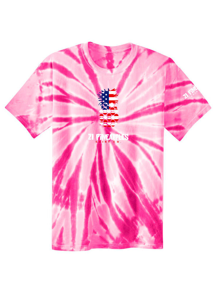 21 Pineapples American Flag Youth Tie Dye Tee