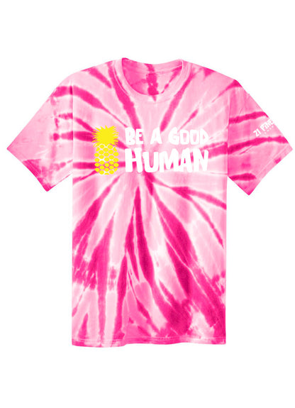 Be A Good Human Cartoon Youth Tie Dye Tee