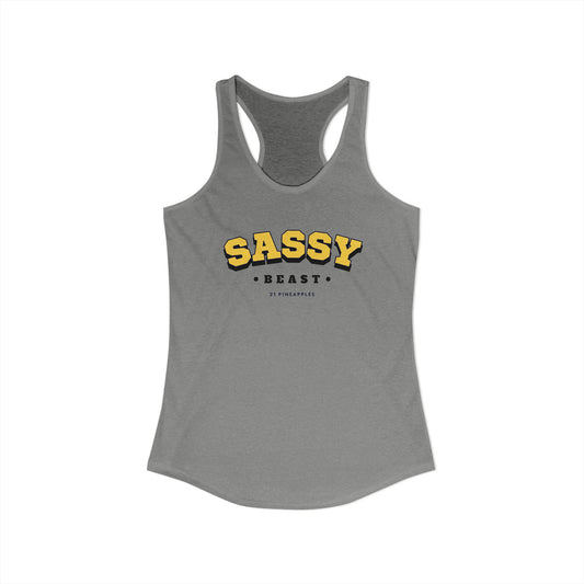 Sassy Beast Varsity Yellow Women's Tank Top