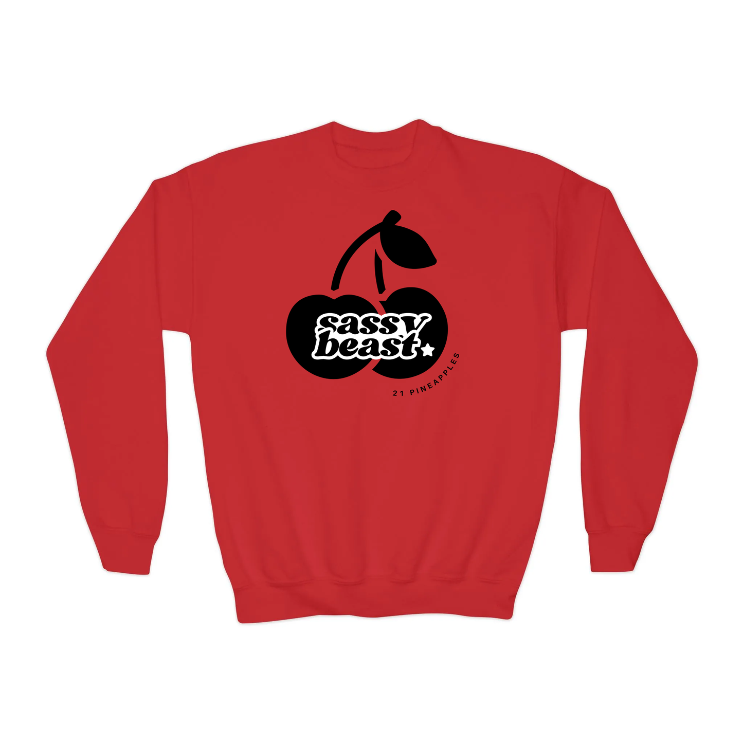 Sassy Cherries Black YOUTH Crewneck