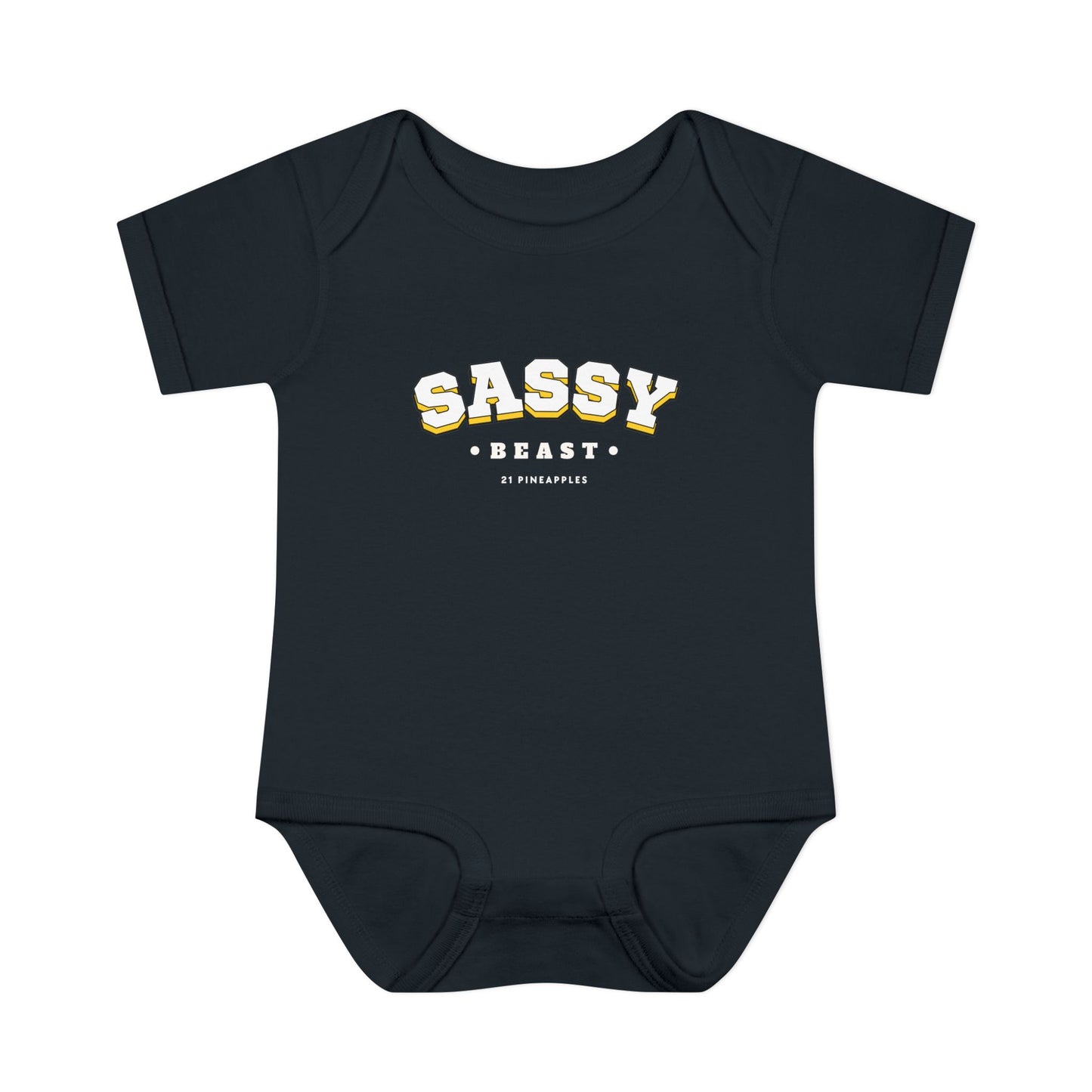 Sassy Beast Varsity White Onesie