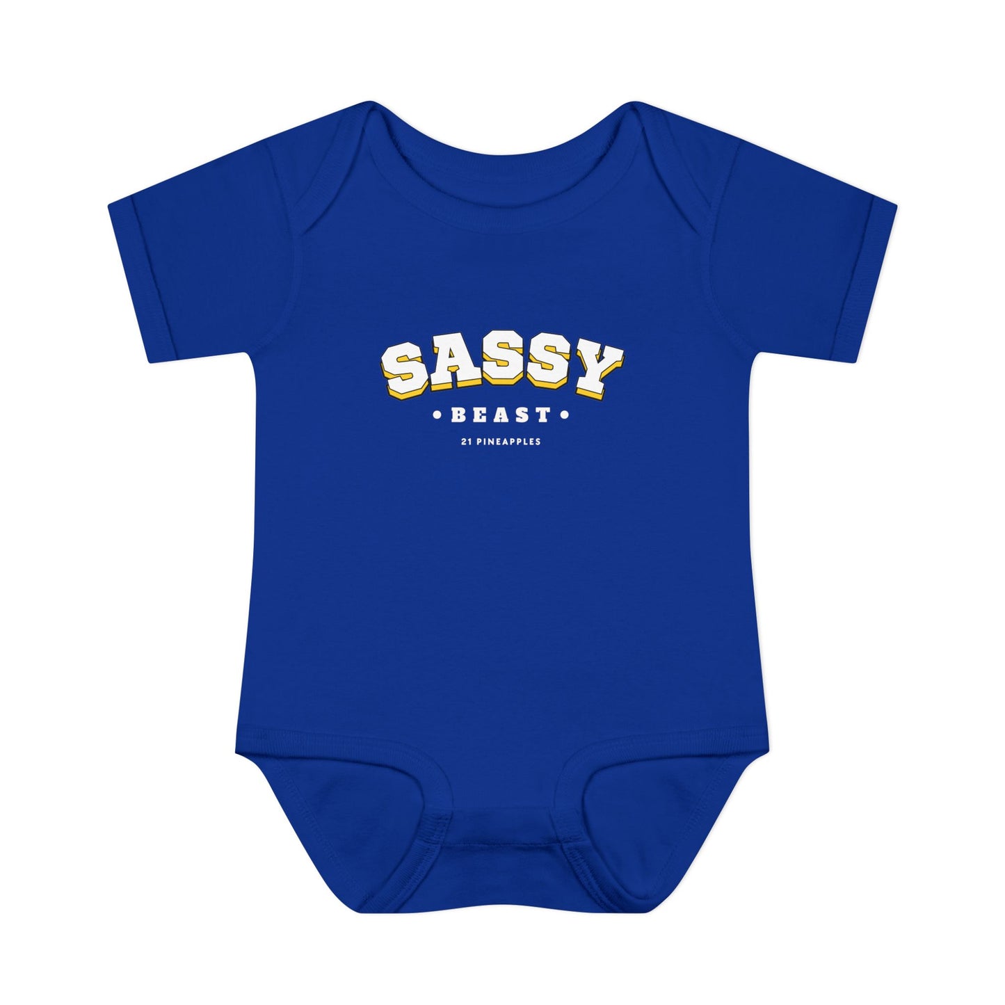 Sassy Beast Varsity White Onesie