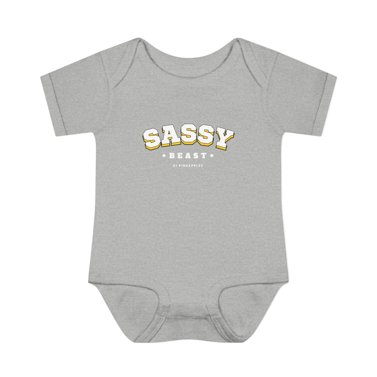 Sassy Beast Varsity White Onesie