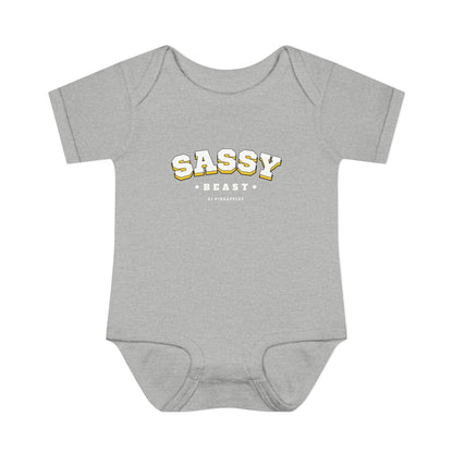 Sassy Beast Varsity White Onesie