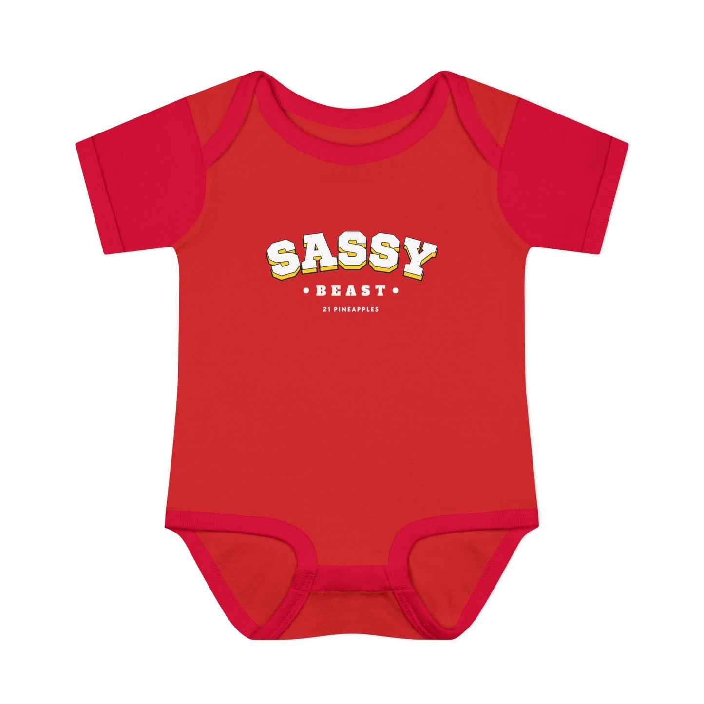 Sassy Beast Varsity White Onesie