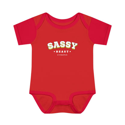 Sassy Beast Varsity White Onesie