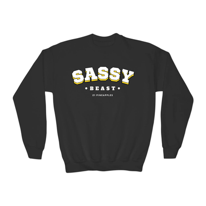 Sassy Varsity White YOUTH Crewneck