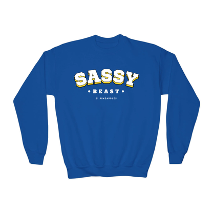 Sassy Varsity White YOUTH Crewneck