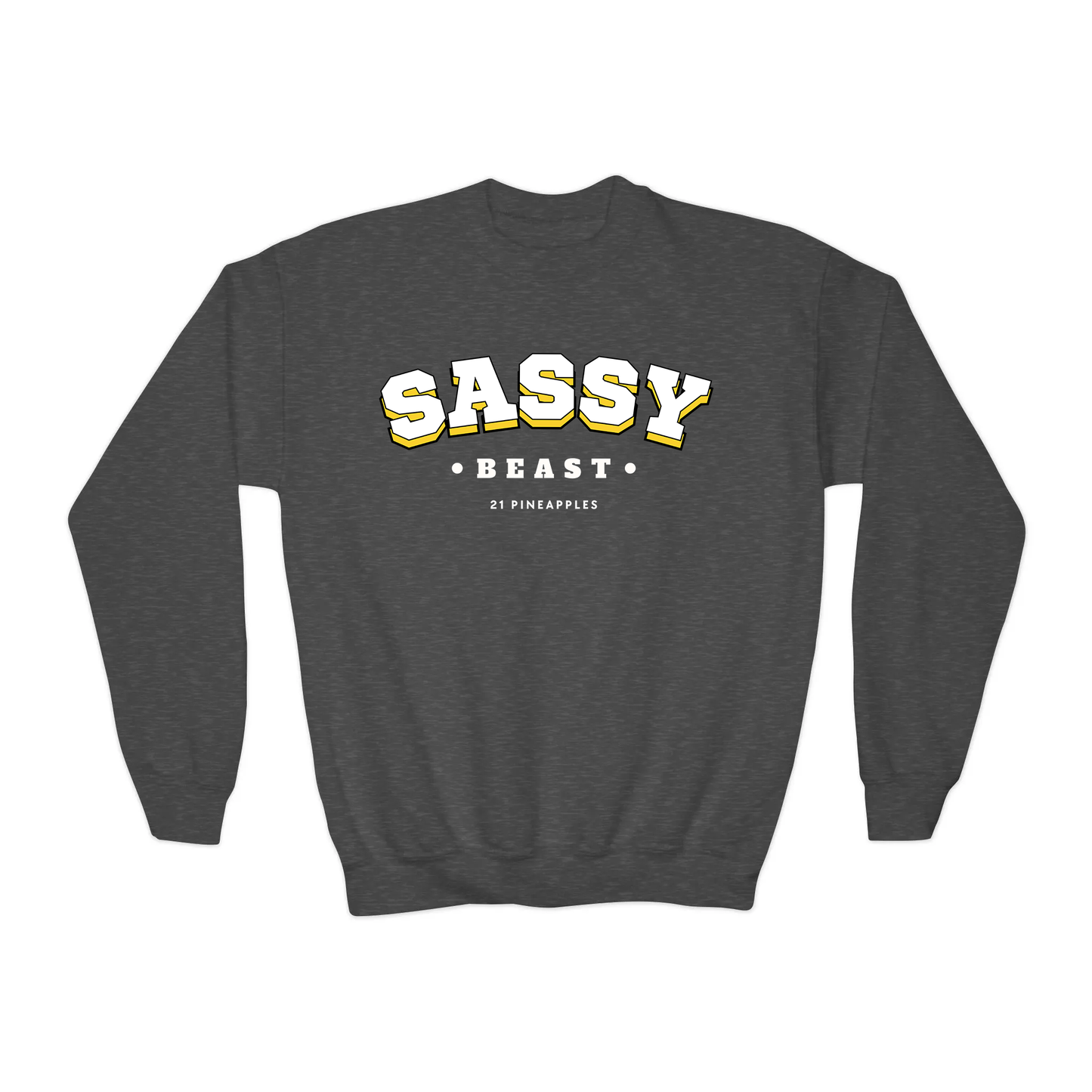 Sassy Varsity White YOUTH Crewneck