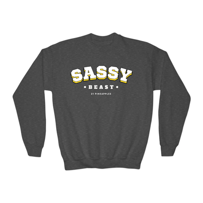 Sassy Varsity White YOUTH Crewneck