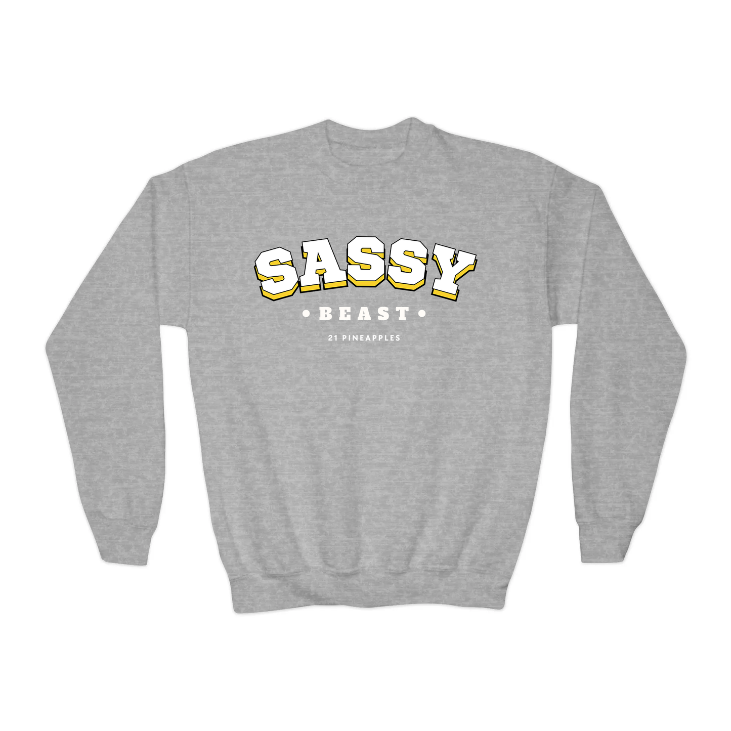 Sassy Varsity White YOUTH Crewneck
