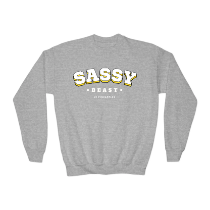 Sassy Varsity White YOUTH Crewneck