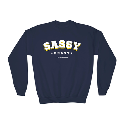 Sassy Varsity White YOUTH Crewneck