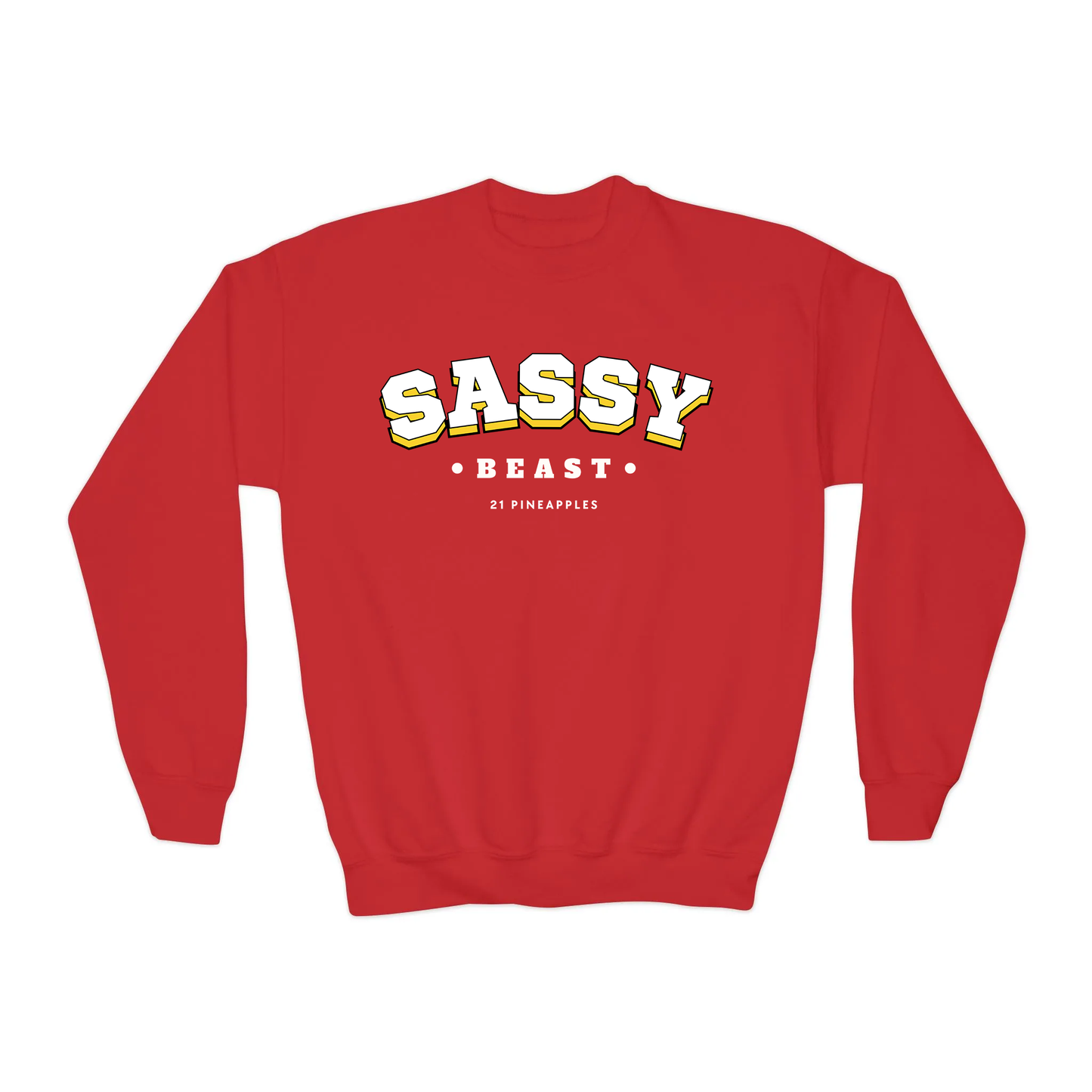 Sassy Varsity White YOUTH Crewneck