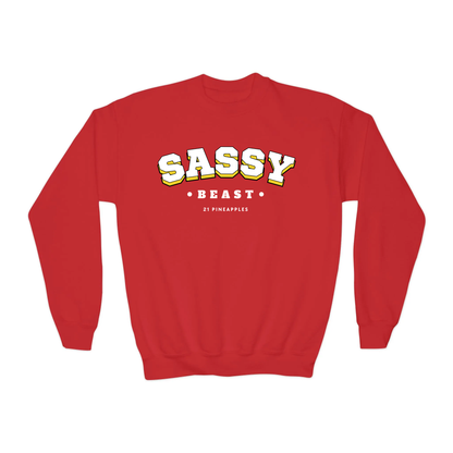 Sassy Varsity White YOUTH Crewneck