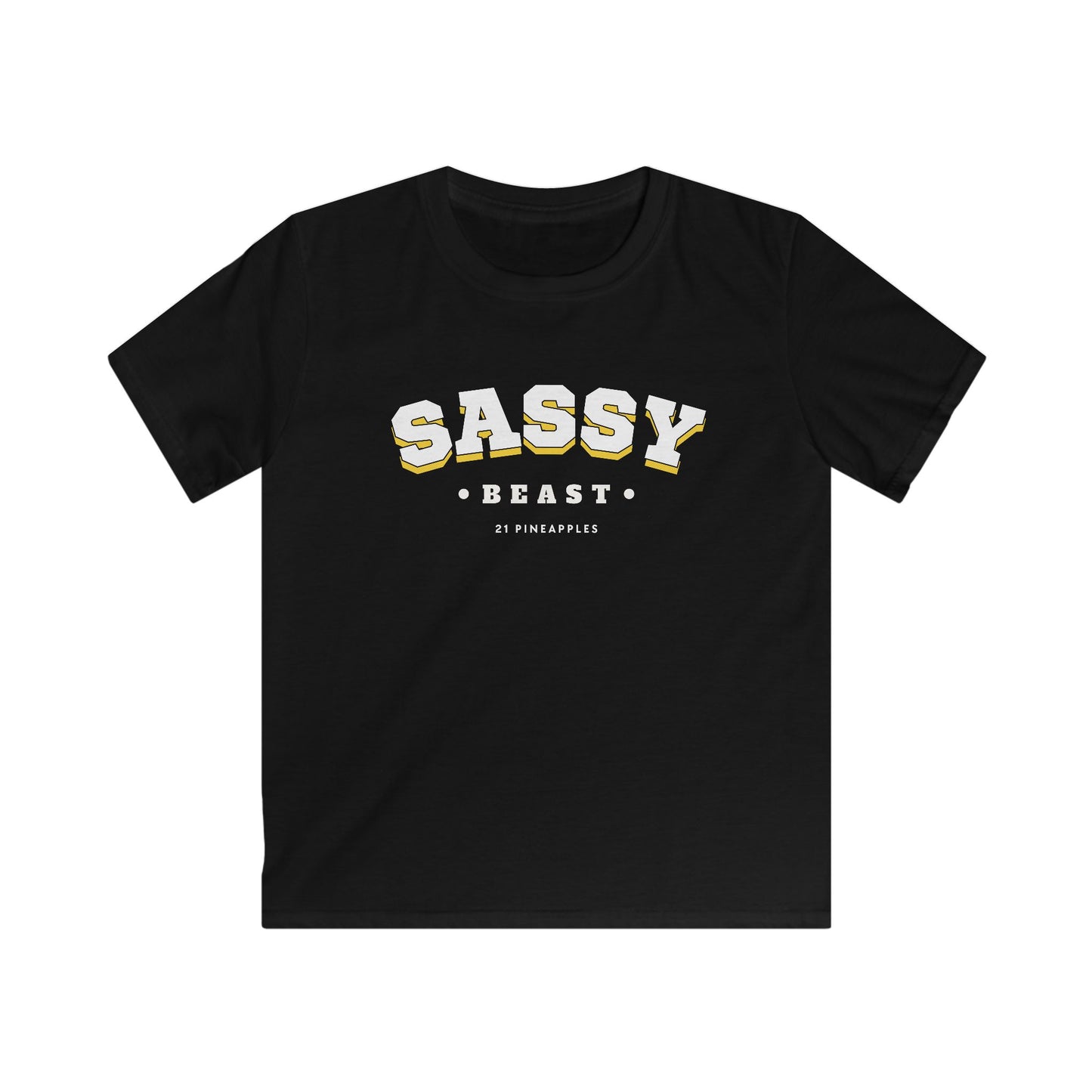 Sassy Beast Varsity White YOUTH Tee