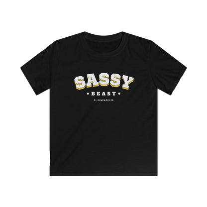 Sassy Beast Varsity White YOUTH Tee