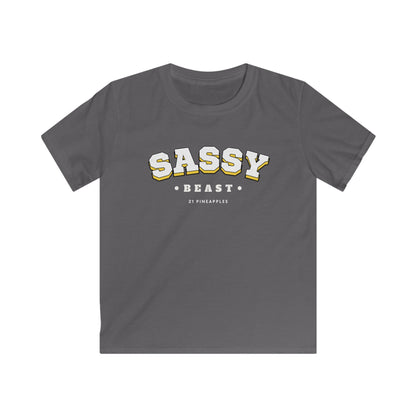 Sassy Beast Varsity White YOUTH Tee