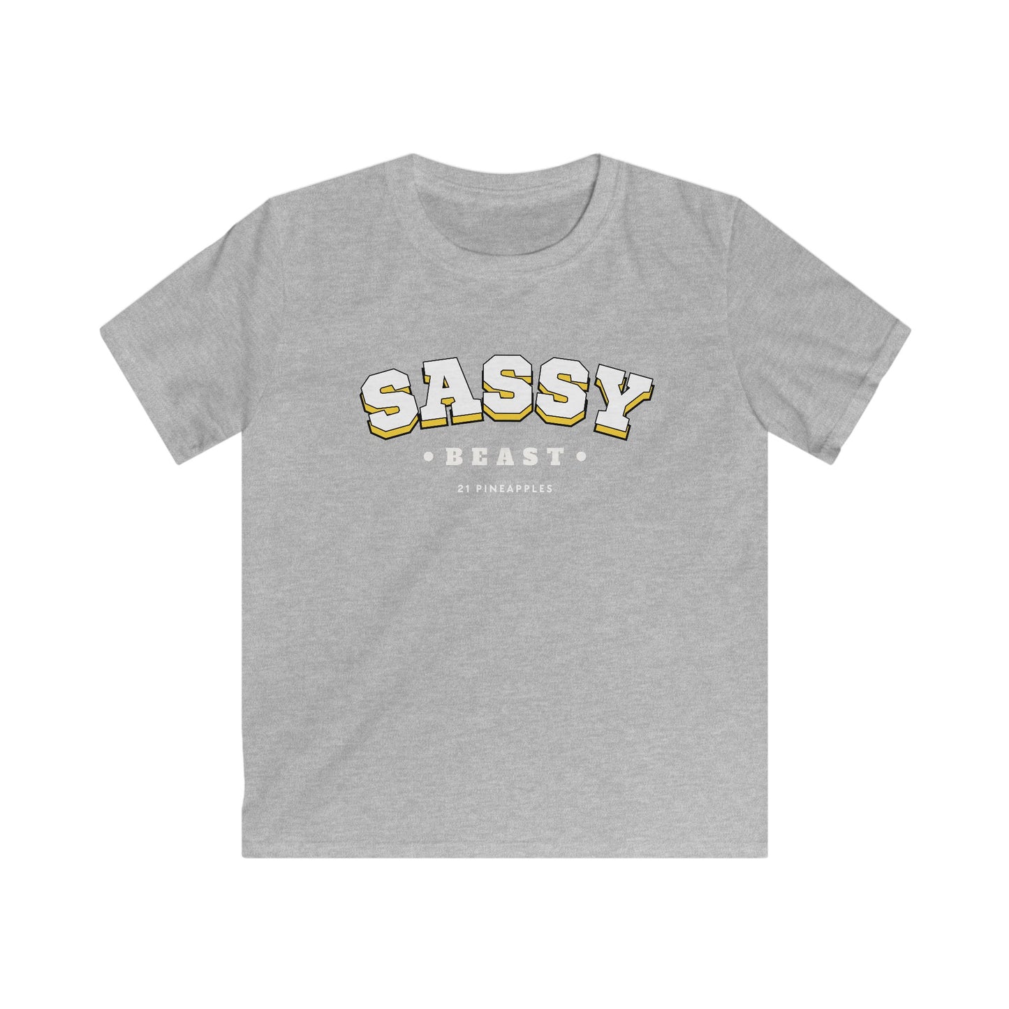 Sassy Beast Varsity White YOUTH Tee